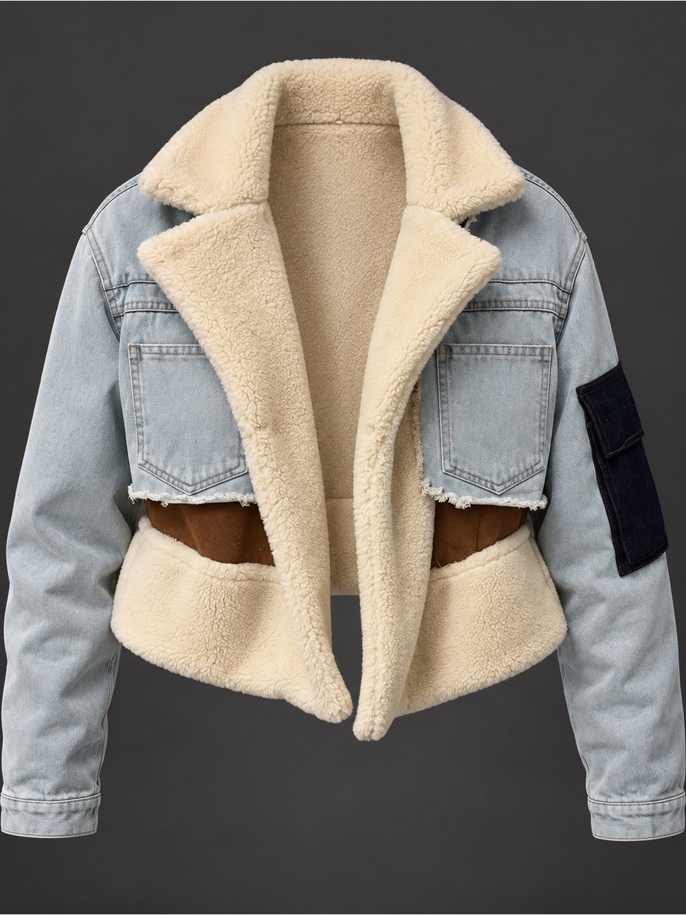 SHEIN Denim Sherpa Jacket XL NWOT